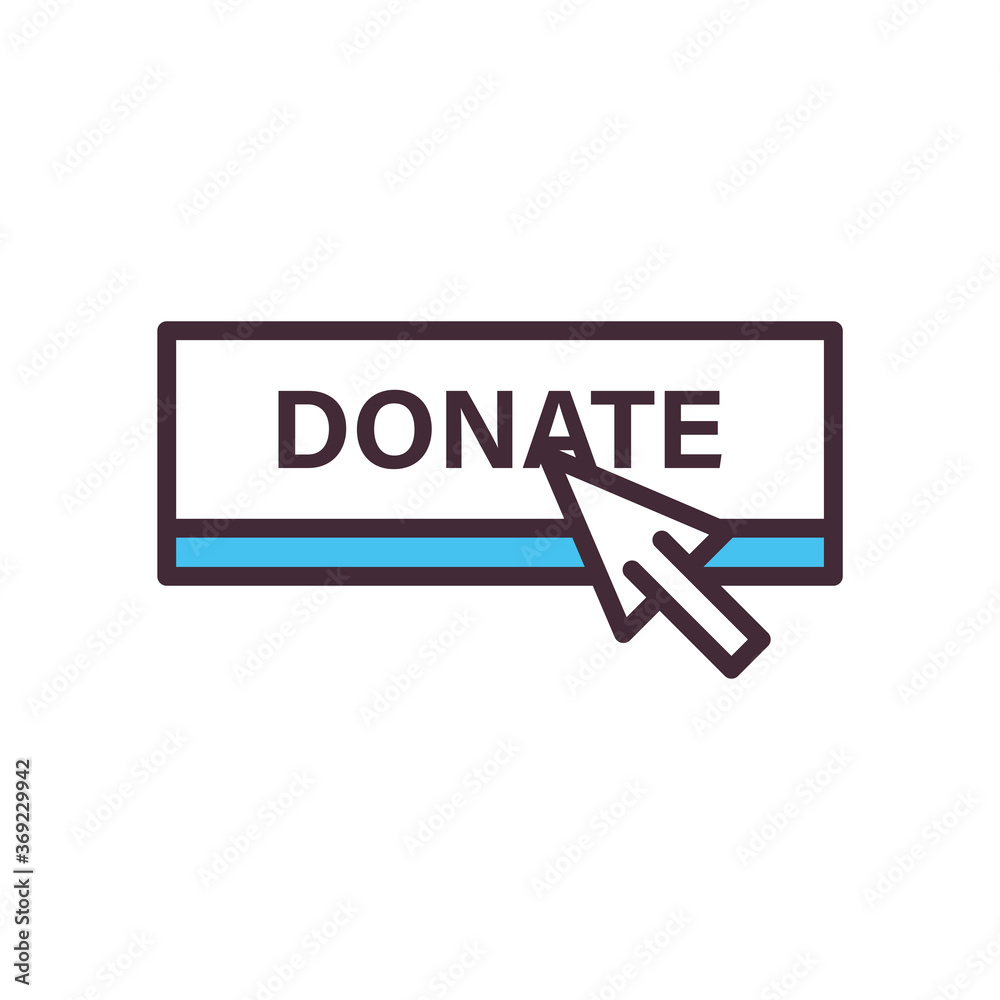 donate button with cursor arrow line and fill style icon vector design donate button with cursor arrow line and fill style icon vector design