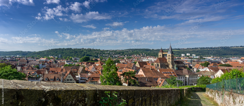 high anlge view of the beautiful old town of Esslingen am Neckar