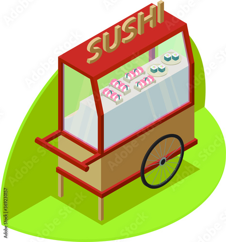 Illustration of fresh sushi stall