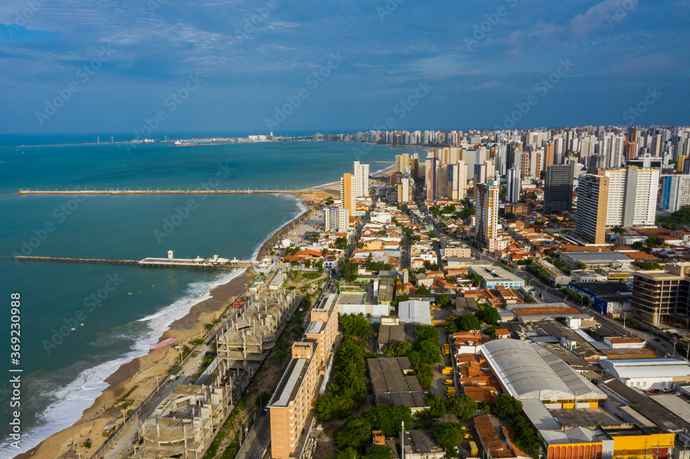 Aerial view of a pier. Fortaleza Pier. The city of Fortaleza, State of Ceara Brazil.