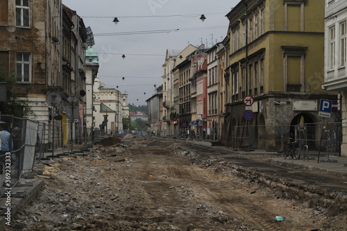 Street of Krakow under maintenance