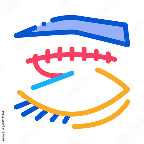 eyelid surgery stitching icon vector. eyelid surgery stitching sign. color symbol illustration