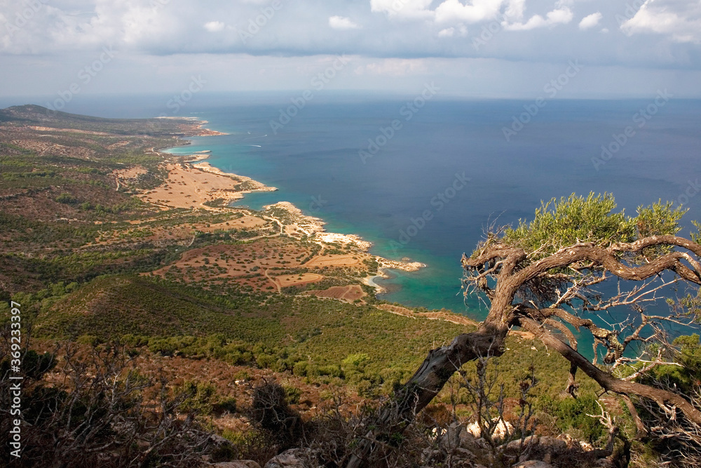 The view west towards Cape Arnaoúutis from the Aphrodite Trail, Akamas Peninsula, Cyprus