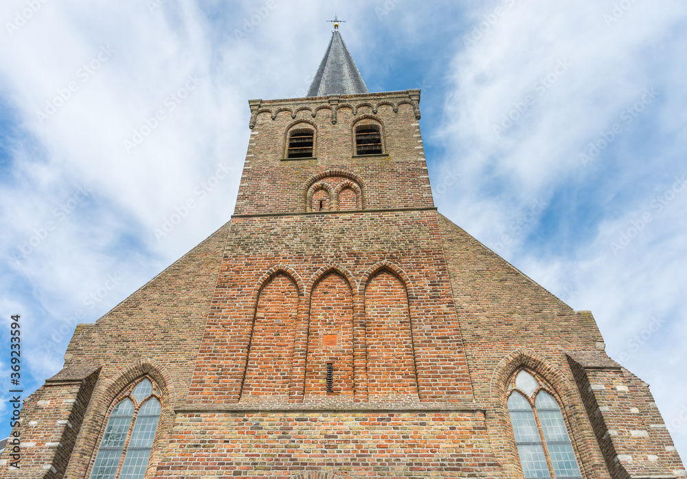 Fototapeta premium Forefront of the picturesque late gothic church in Het Woudt, South Holland, The Netherlands