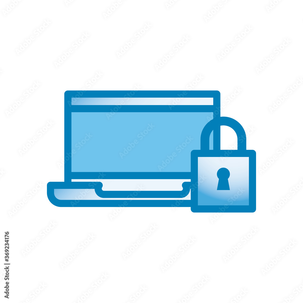 laptop with padlock line and gradient style icon vector design laptop with padlock line and gradient style icon vector design