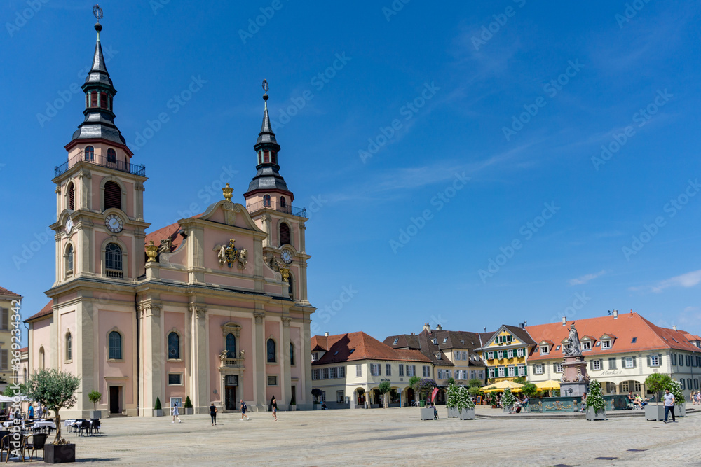 view of the historic baroque market square in Ludwigsburg