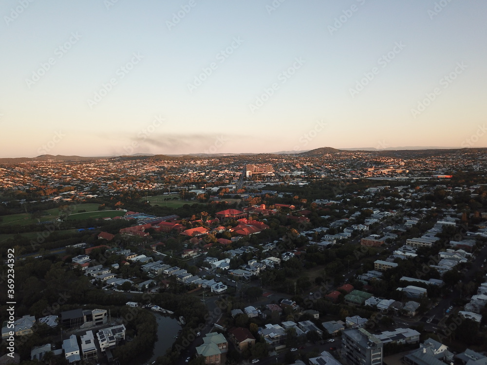 Arial view of east Brisbane  
