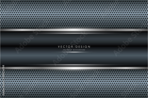 Metallic background.Blue and silver with perforated texture. Metal technology concept.