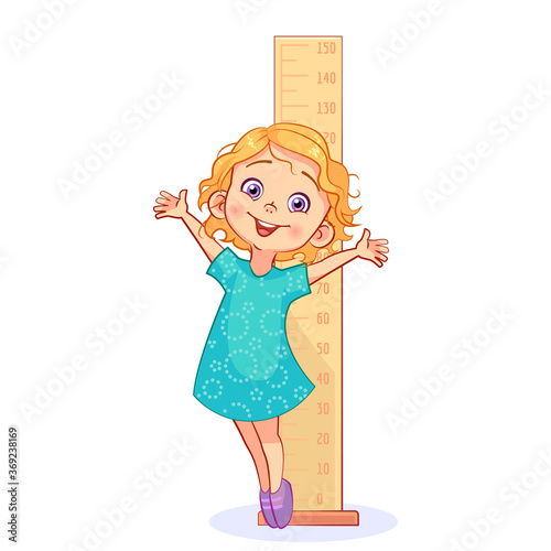 Measuring child's growth with big ruler