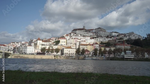 Panoramic view of Coimbra from the river, Portugal