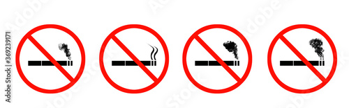 No smoking signs and symbols collection on white background