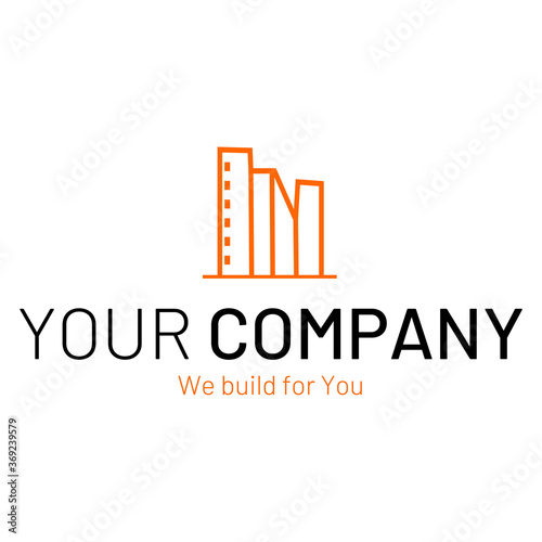 logo firmy, budownictwo, logo, wieżowce, budować,  biznes, blok, ilustracja, loga, projekt, symbol, budynek, firma budowlana, firma