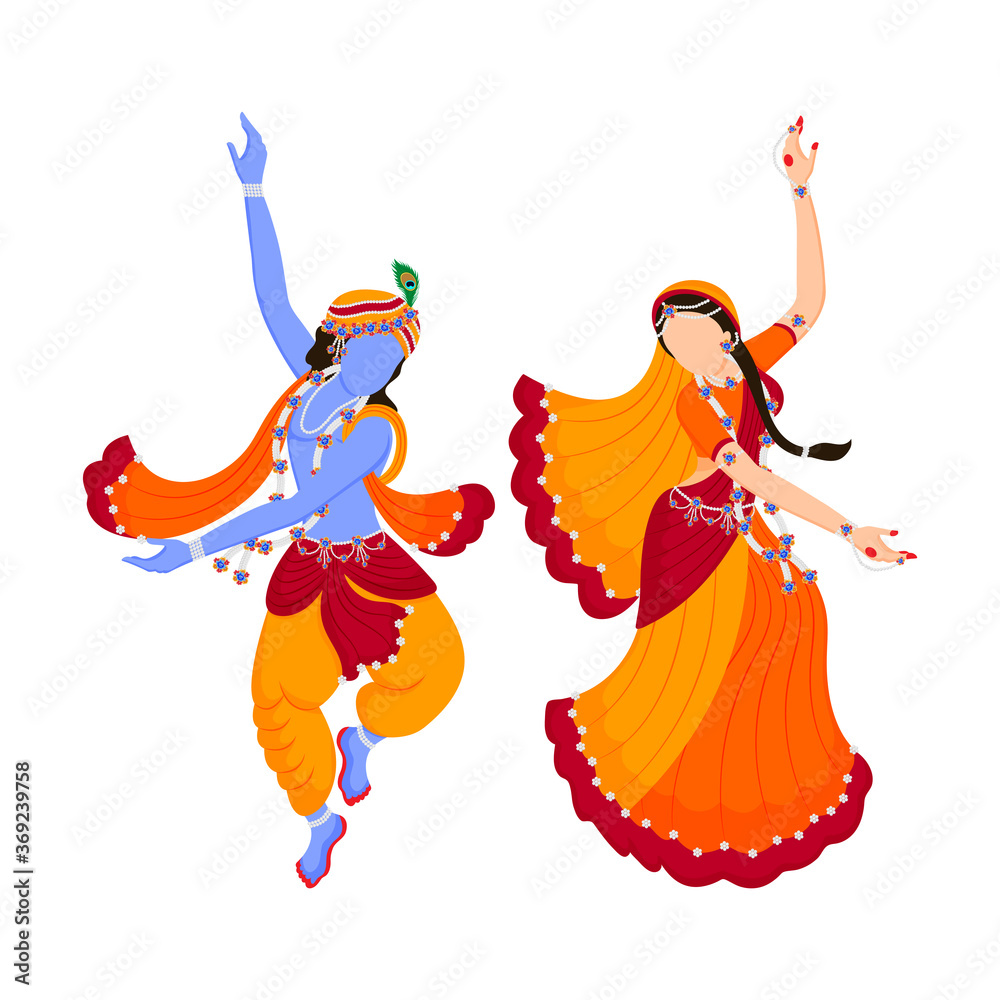 Lord Krishna and radha rani dancing ( rasleela) with each other full of