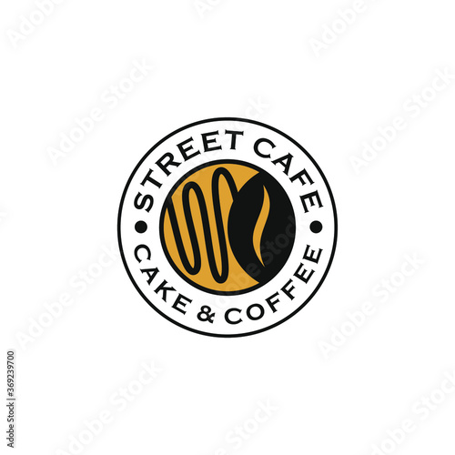 Cake   Coffee Logo Badge Emblem. Cafe Bar Signboard Idea.