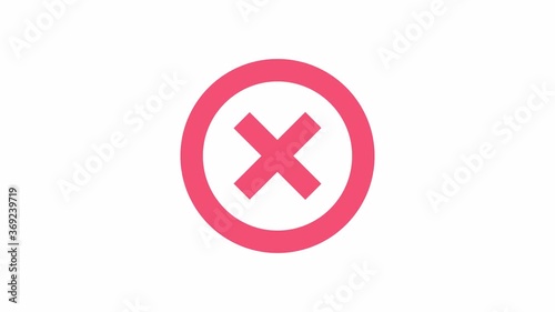 Set of a red cross symbols. Error, stop, failure, cancellation. 4k video with alpha channel. Red cross on transparent Background.