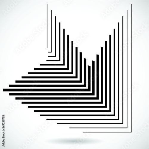 Rectangle Logo with lines.Square unusual icon Design .frame with Vector stripes 