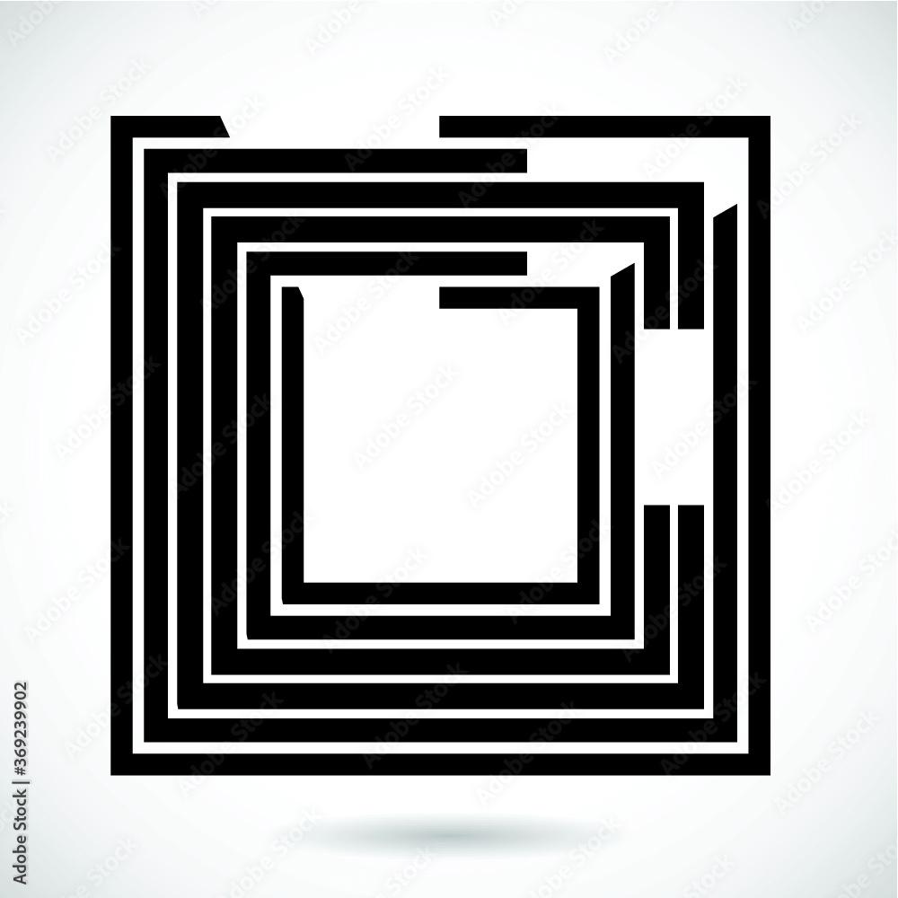 Rectangle Logo with lines.Square unusual icon Design .frame with Vector stripes .