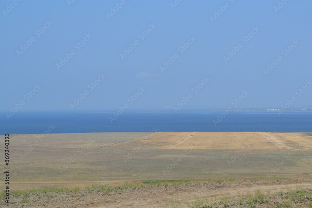 Fototapeta premium summer day in the village in nature blue sky white clouds