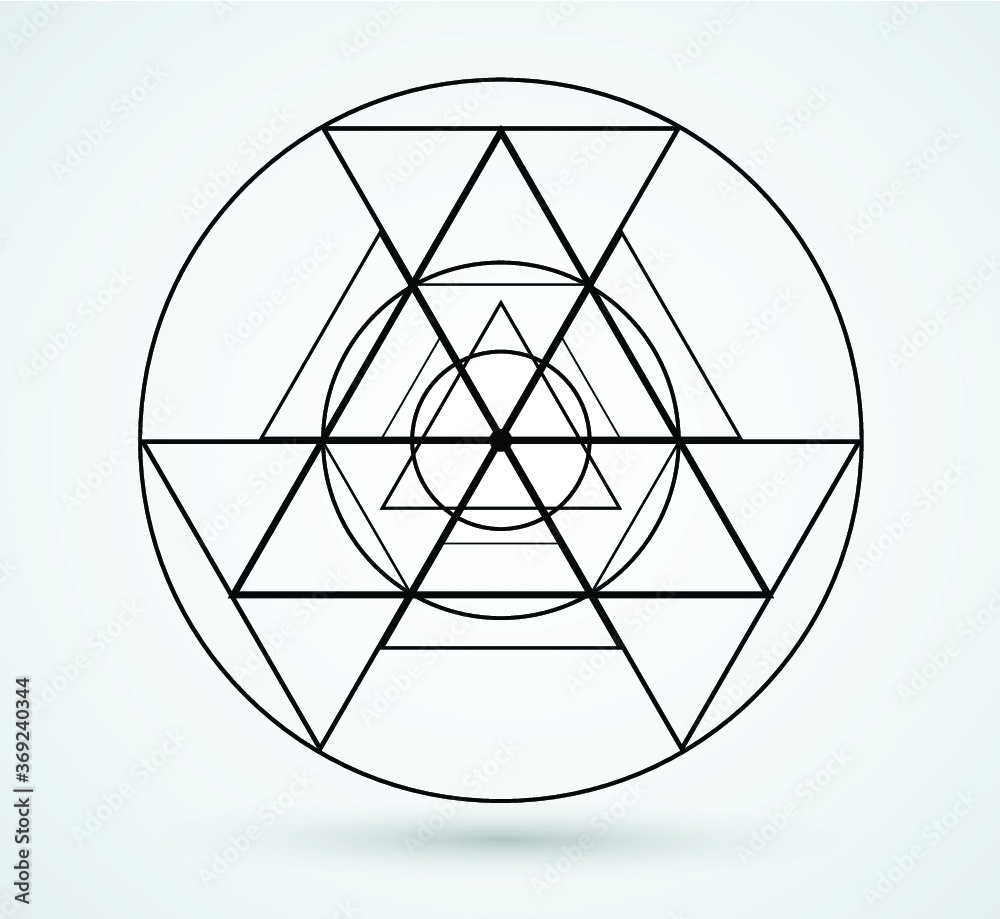 Triangles and circles Design element . Triangular Logo . Vector Lines, low poly object, trigonometry shape. Sacred geometry. Triangles and circles Design element . Triangular Logo . Vector Lines, low poly object, trigonometry shape. Sacred geometry.