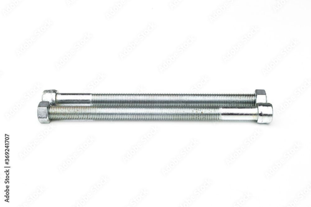 Stainless steel bolt and nut isolated on white background. Stainless steel bolt and nut isolated on white background.