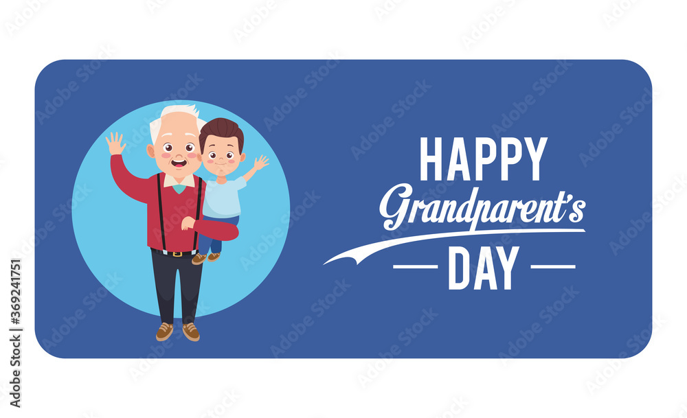 happy grandparents day card with grandfather and grandson