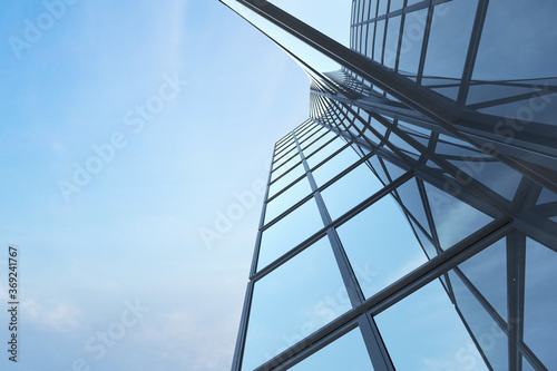 Abstract futuristic architecture  Skyscraper of curve glass office building. 3D render..