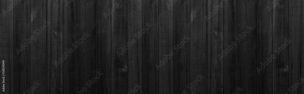 Fototapeta premium Panorama z drewna deski czarne drewno tekstura tło. Vintage tabela sklejki stolarki drewniane
