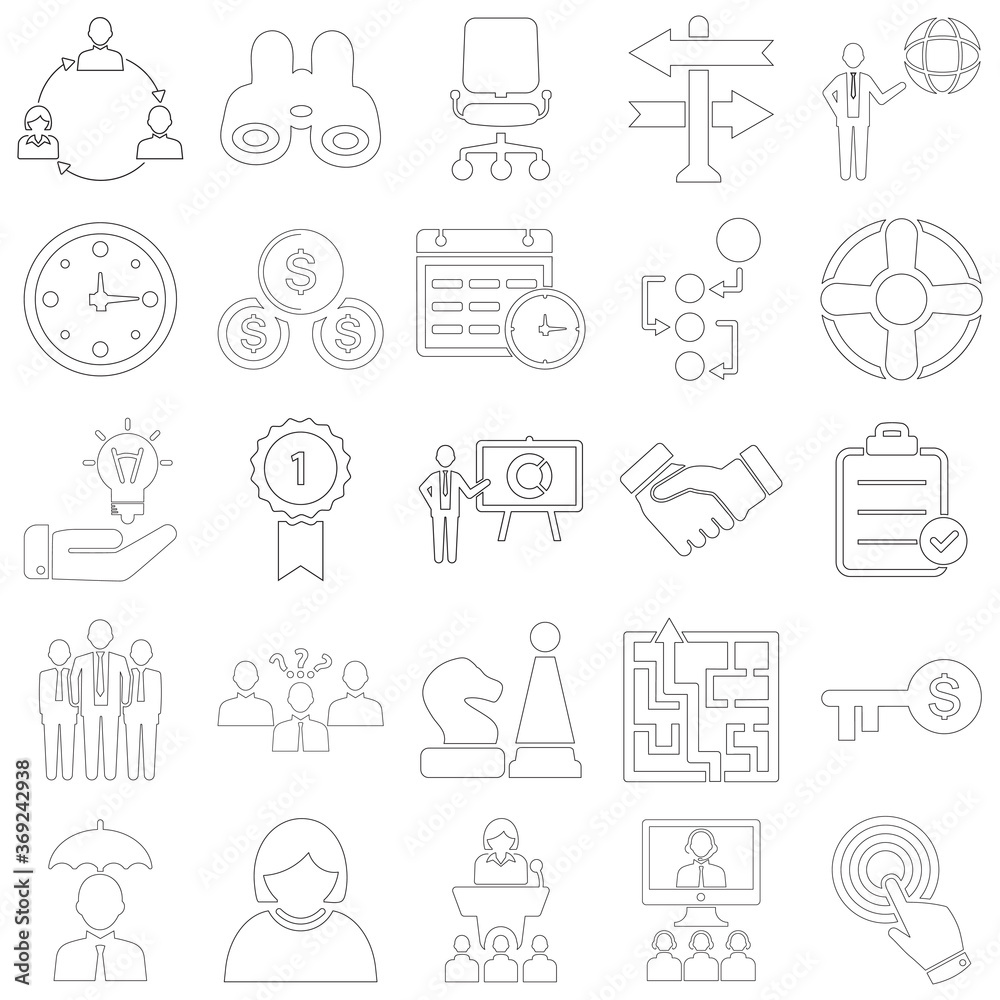 Business Management set 01 icon vector illustration outline Business Management set 01 icon vector illustration outline