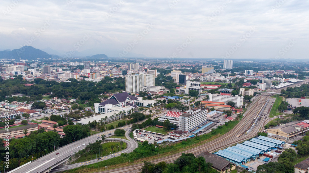 Aerial view of Ipoh city, Malaysia.