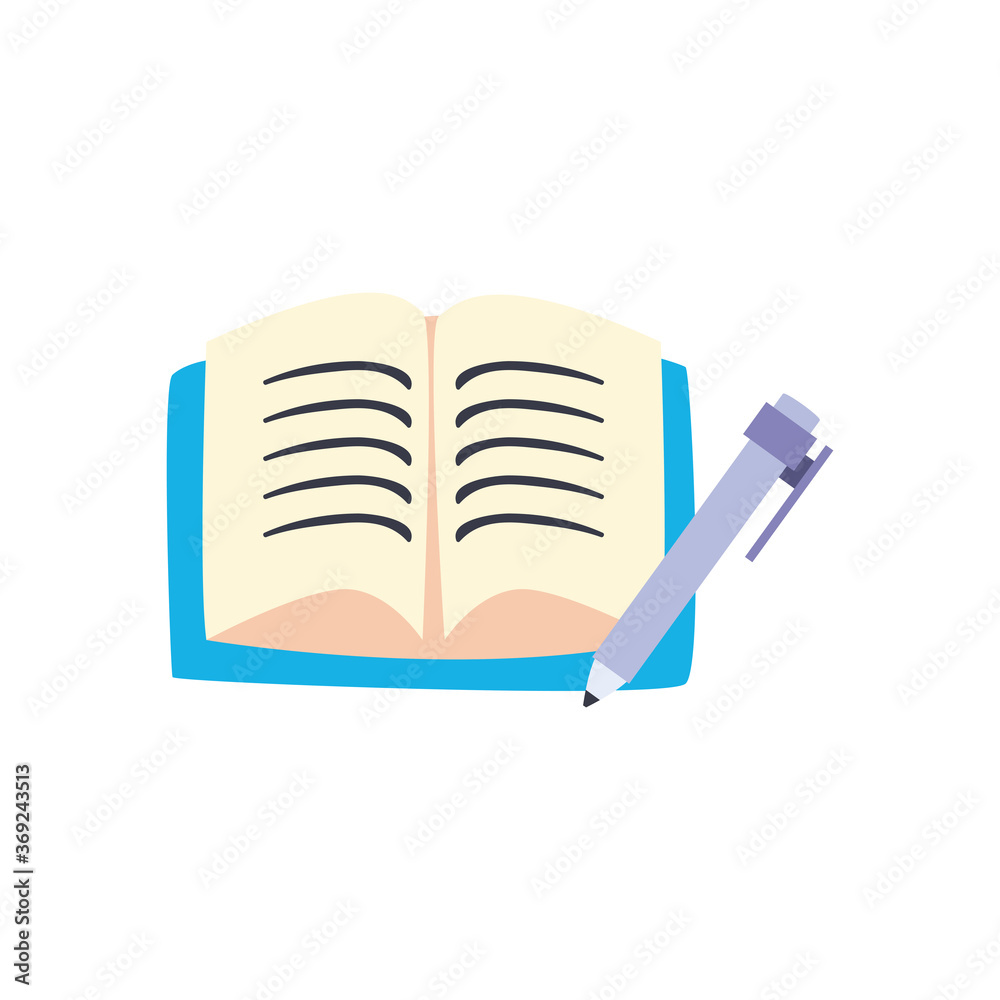 pen with notebook line and fill style icon vector design