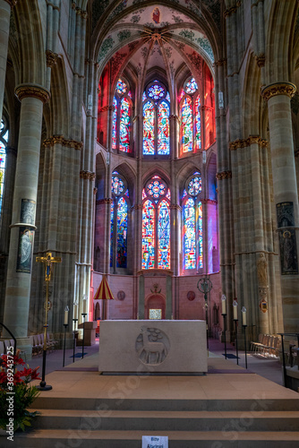interior view of the hstoric Liebfrauenkirche Church in Trier with a view of the altar