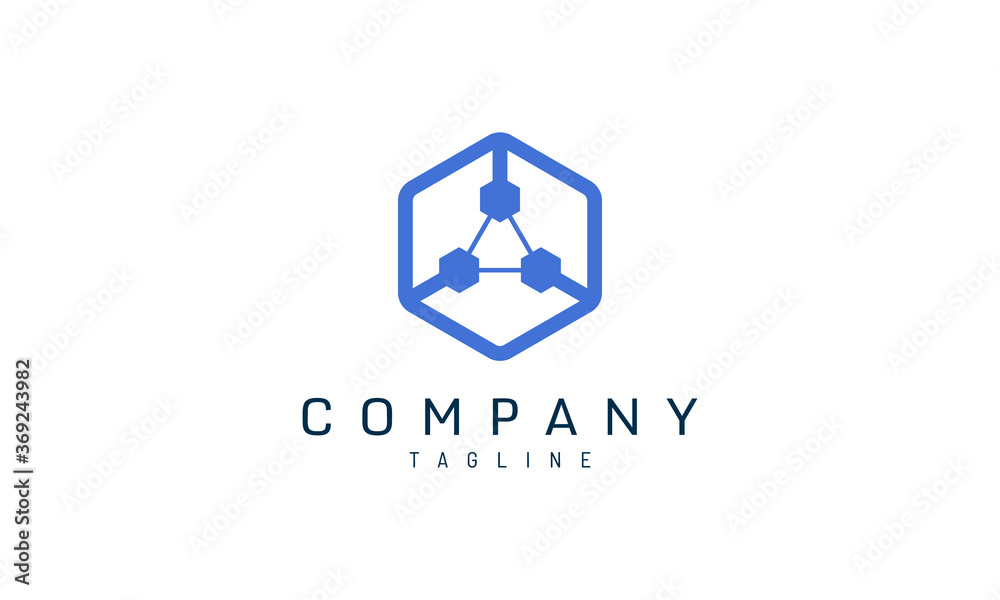 Hexagon logo data relation technology template Hexagon logo data relation technology template