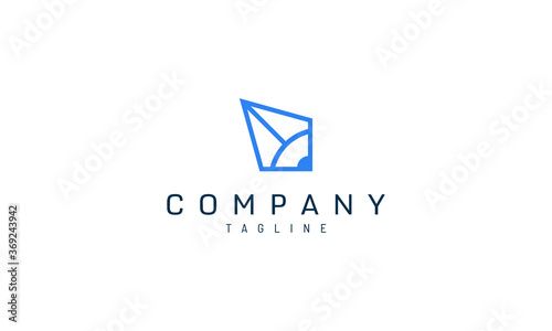 modern blue cursor and pencil logo template