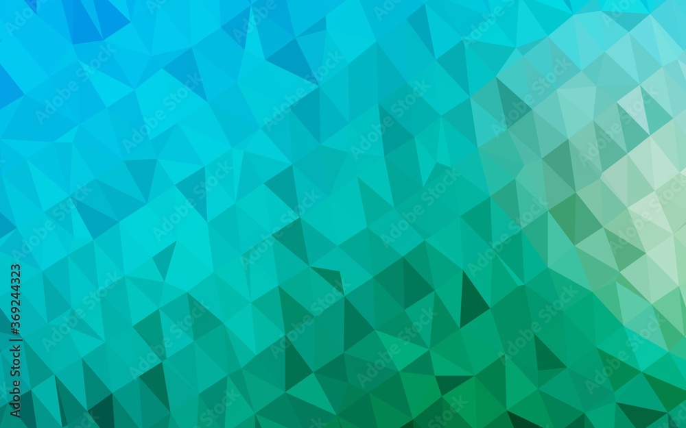 Obraz premium Light Blue, Green vector low poly texture. Shining illustration, which consist of triangles. Completely new template for your business design.