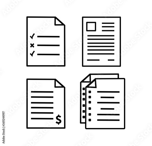 icons for invoices, files and records, and a questionnaire