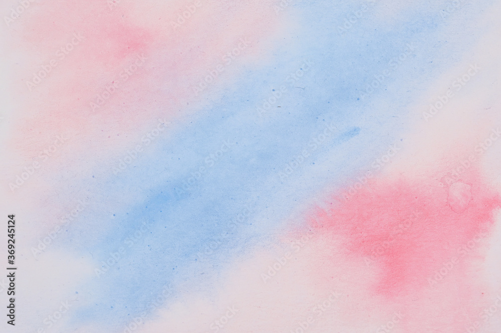 Abstract pink-blue watercolor painted background.