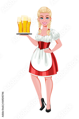 German girl in traditional costume on Oktoberfest