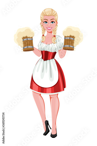German girl in traditional costume on Oktoberfest