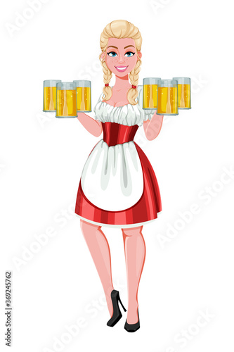 German girl in traditional costume on Oktoberfest