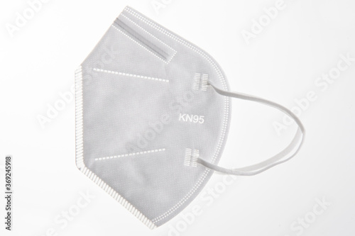 KN-95 protection medical masks isolated on white background. Prevention of the spread of virus and epidemic, protective mouth filter mask. Diseases, flu, air pollution, corona virus concept
