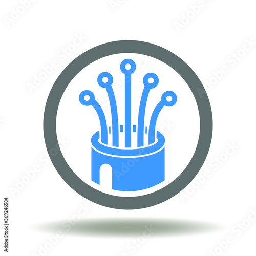 Optic Fiber Cable Icon Vector. Optical Light Data Transfer Network Internet Technology Logo.