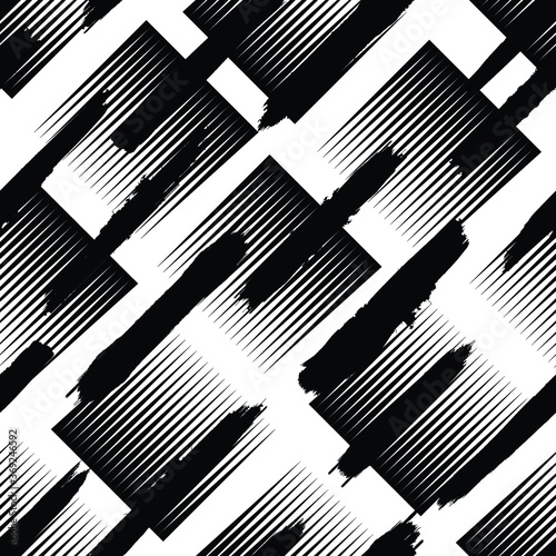 Seamless pattern with speed lines  halftone dots   circles . minimalistic poster with striped Design elements .Repeating Vector stripes .Geometric shape. Dynamic geometrical Endless overlay texture.