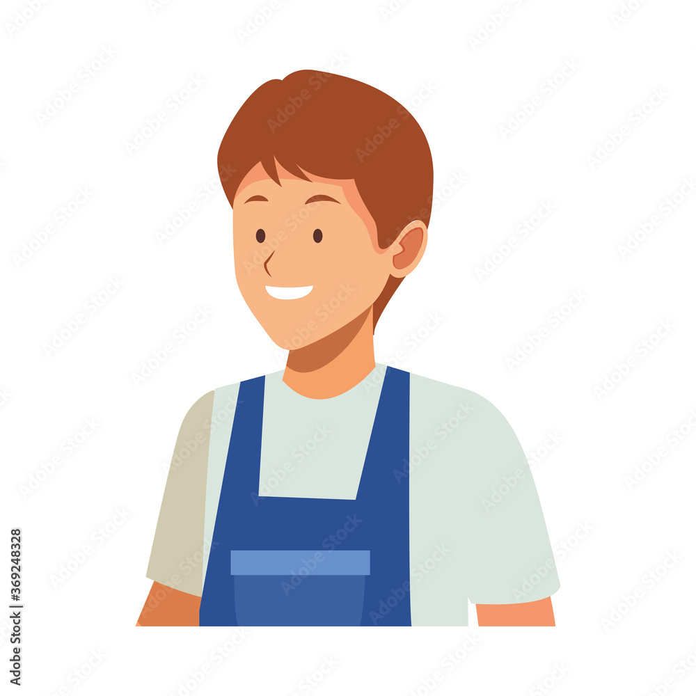 housekeeping male worker avatar character