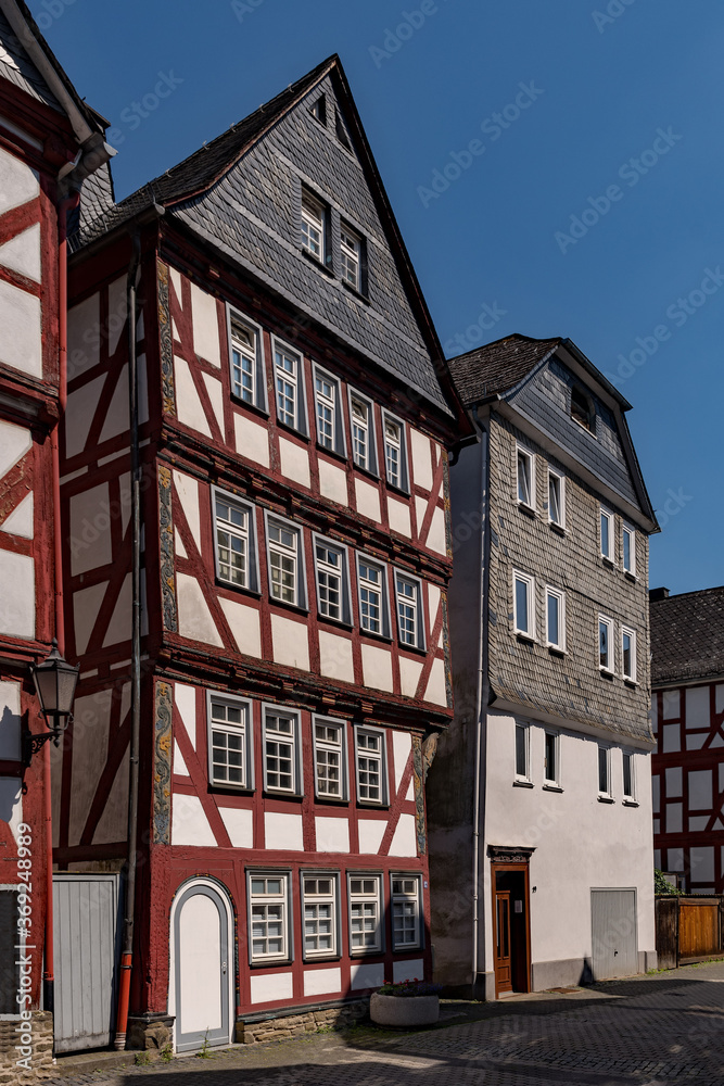 Fachwerkhäuser in der Altstadt von Herborn in Hessen, Deutschland 