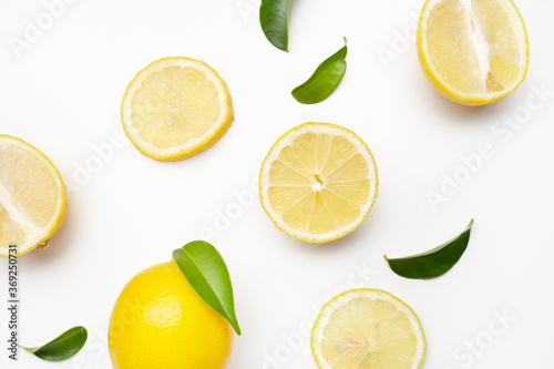 elegant composition of set of lemons on a white background