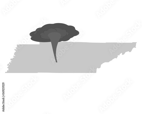 Karte von Tennessee und Tornadosymbol