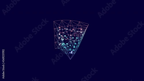 Abstract 3D concept of rotating geometry shape structure with moving circles inside