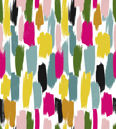 Bright seamless vector pattern made by hand drawn paint strokes. 
