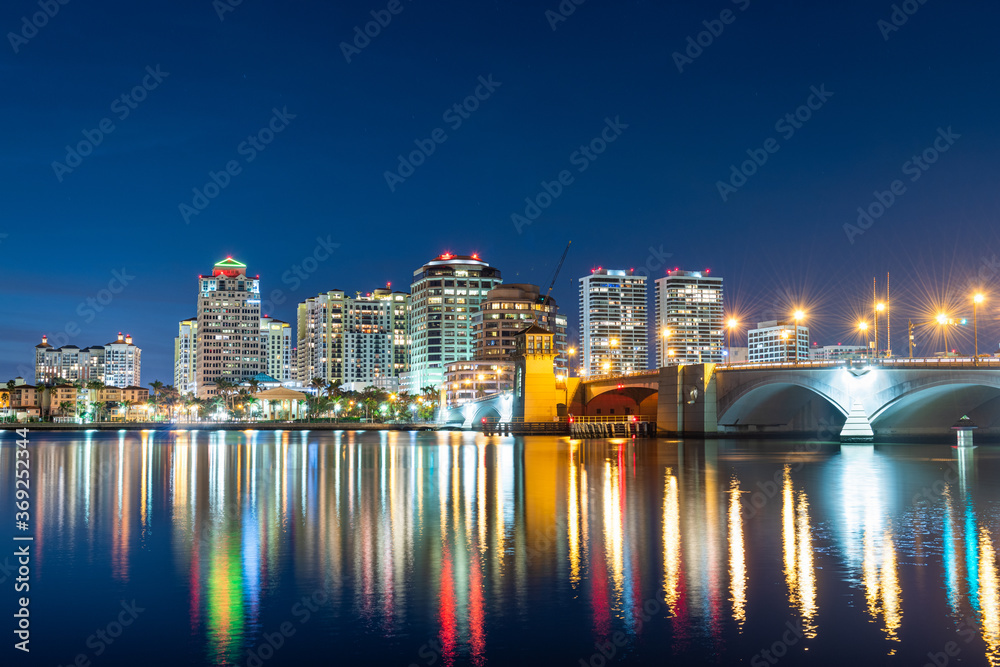 West Palm Beach, Florida, USA downtown skyline on the Intracoastal Waterway
