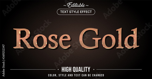 Editable text style effect - Rose Gold color theme style.